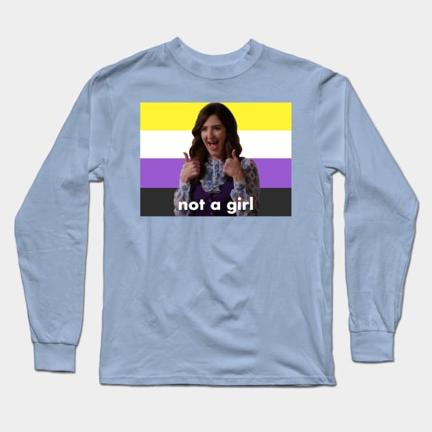 Nonbinary Janet “Not a Girl” (The Good Place) Long Sleeve T-Shirt by bunky